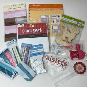 Scrapbooking bundle NEW! Ribbons, chipboard, embellishments, cards, wood